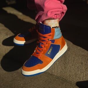 Men's High-Top Sneakers - Orange and Blue